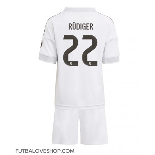 Dres Real Madrid Antonio Rudiger #22 Domáci pre deti 2025-26 Krátky Rukáv (+ trenírky)